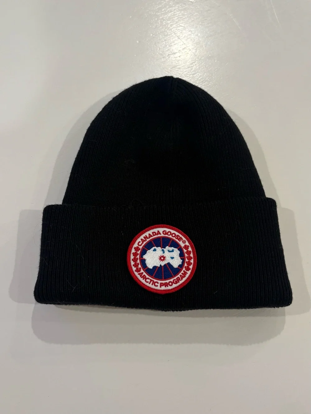 Canada Goose Black Ribbed Arctic Program Patch Beanie